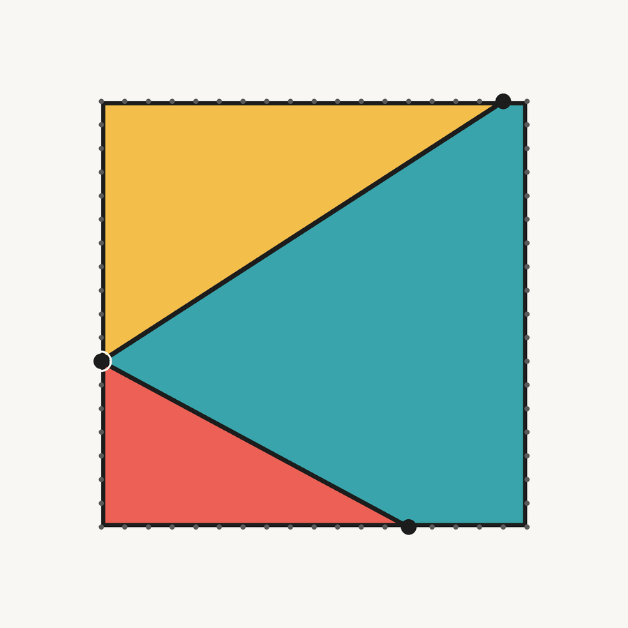 Animated prototype of three colored regions changing shape as points move around a square.